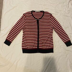 Trina Turk Bold Red and Black Knit Cardigan